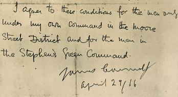 Surrender order extract signed by Connolly<br><i>Courtesy of the Irish Capuchin Provincial Archives</i>