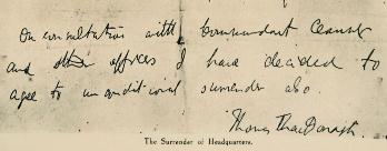 Surrender order extract signed by Thomas McDonagh<br><i>Courtesy of the Irish Capuchin Provincial Archives</i>